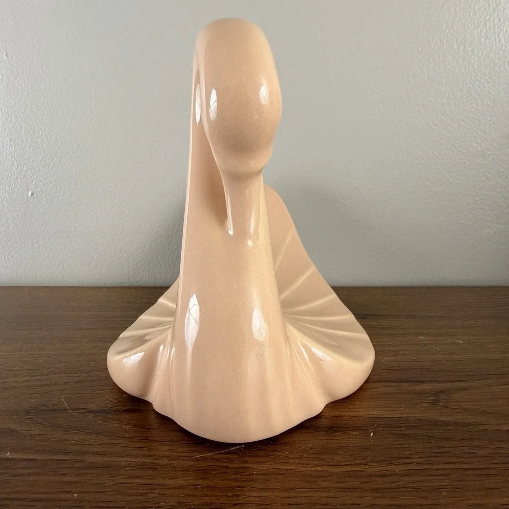 Vintage Pink Ceramic Swan Washcloth Holder Bathroom Vanity Decor